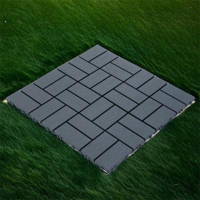 Paquet de 54 tuiles de terrasse emboîtables en plastique - Carré 12 po x 12 po - Extérieur imperméable