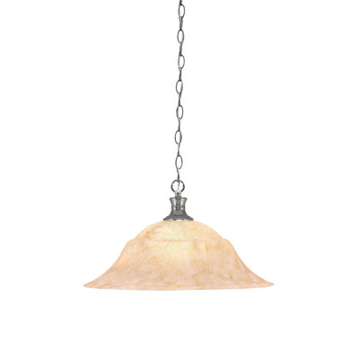 Chain Hung Pendant Shown With 20" Italian Marble Glass