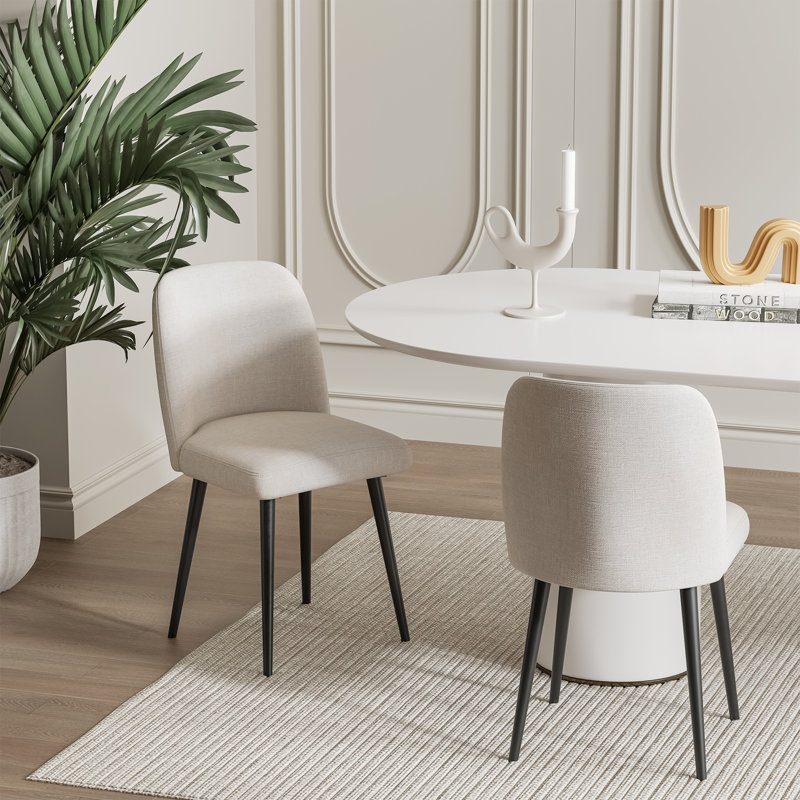 Lariel Dining Chairs with Metal Legs, Black, Beige