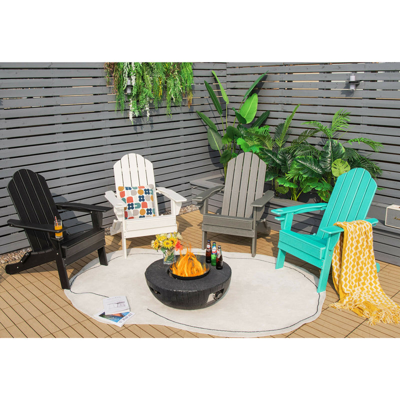 Delane Foldable Outdoor Adirondack Chair, Turquoise