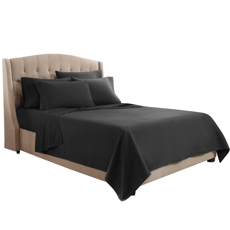 Microfiber Sheet Set, Full Sheet Set + 1 Fitted Sheet + 4 Pillowcases, Black