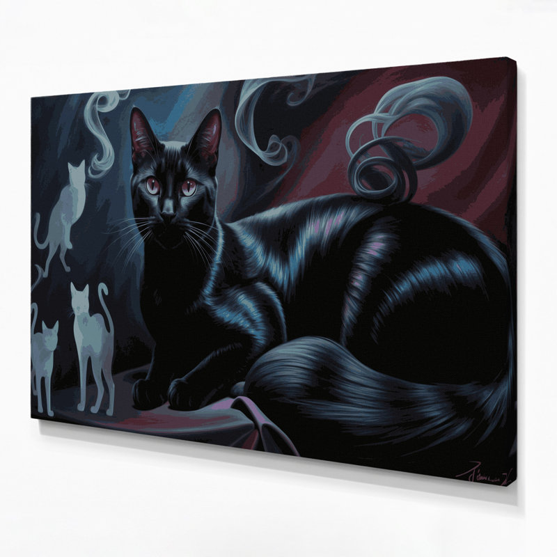 Cats Bombay, art mural sur toile grise, H 12 po x l 18 po