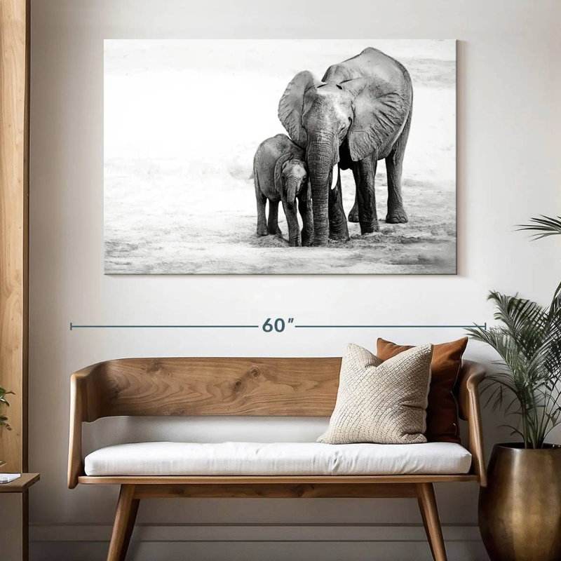 Brampt Cuddling Elephants, 34" H x 51" W