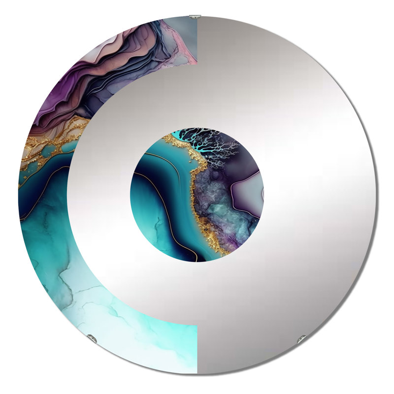 Nour - Miroir mural demi-cercle, 23,6 po x 23,6 po