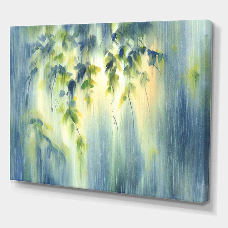 «RaIn Falling Down in Green Lit Forest II», reproduction d'art sur toile, H 12 po x l 20 po x P 1 po, Toile tendue
