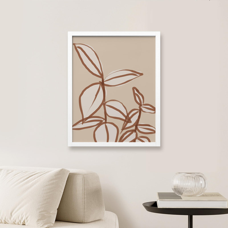 «Botanical Leaves Line Art» sur papier, Blanc, H 10 po x l 8 po