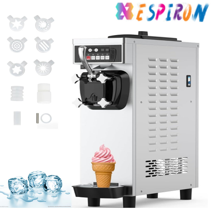 Machine à crème glacée 1200w commerciale, machine à servir 4,7-5,8gal / h, machine à yogourt à la crème glacée Larget
