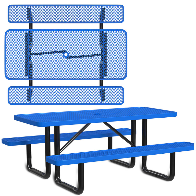 Leisure Craft Standard Outdoor Picnic Table, Blue, 72" W