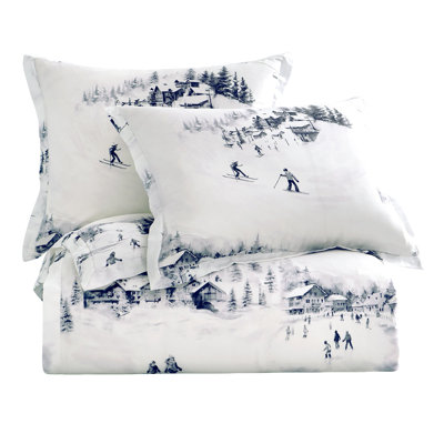 Ensemble de housse de couette eucalyptus blanc gris Lyocell