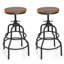 Tabouret de bar industriel rétro Vintage - Tabouret de bar pivotant rustique - Tabouret rond en métal et en bois