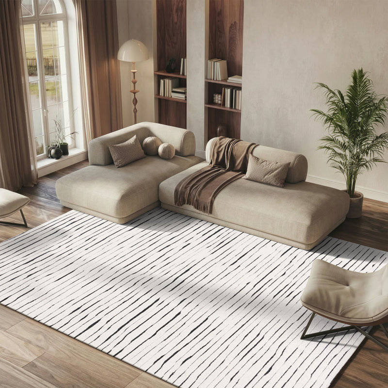 Casablanca Hand Tufted Wool Pile Abstract Rug, Rectangle 8" x 10"