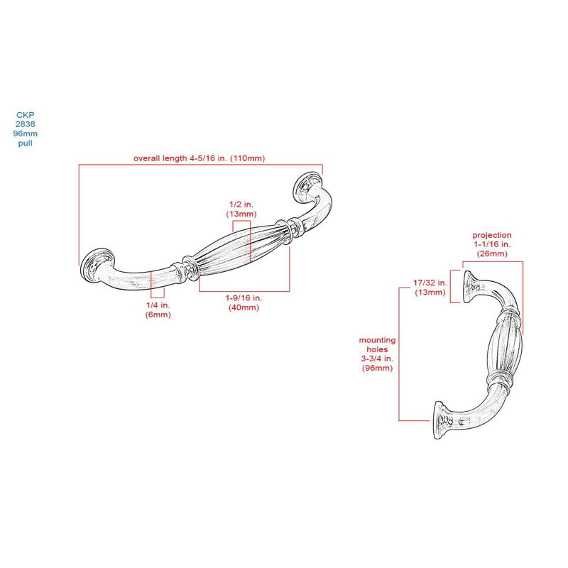 Origins Arch Pull, 3-3/4 in. (96mm) Satin Nickel