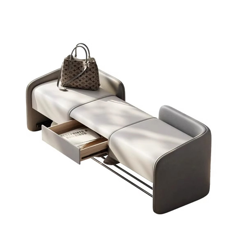 Banc de rangement rembourré pour chaussures, Gris