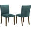 Lot de 2 chaises de salle à manger Conifer bleu sarcelle rembourrées - Modèle sans accoudoirs offrant confort et soutien, pieds carrés en bois brun, structure en bois d'hévéa, idéal pour une utilisation dans une pièce de style contemporain, confortable