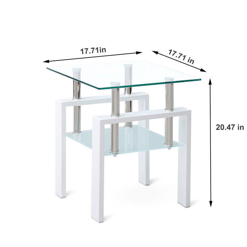 Table de rangement de salon, verre trempé avec 2 conceptions pour des meubles efficaces, table d'appoint