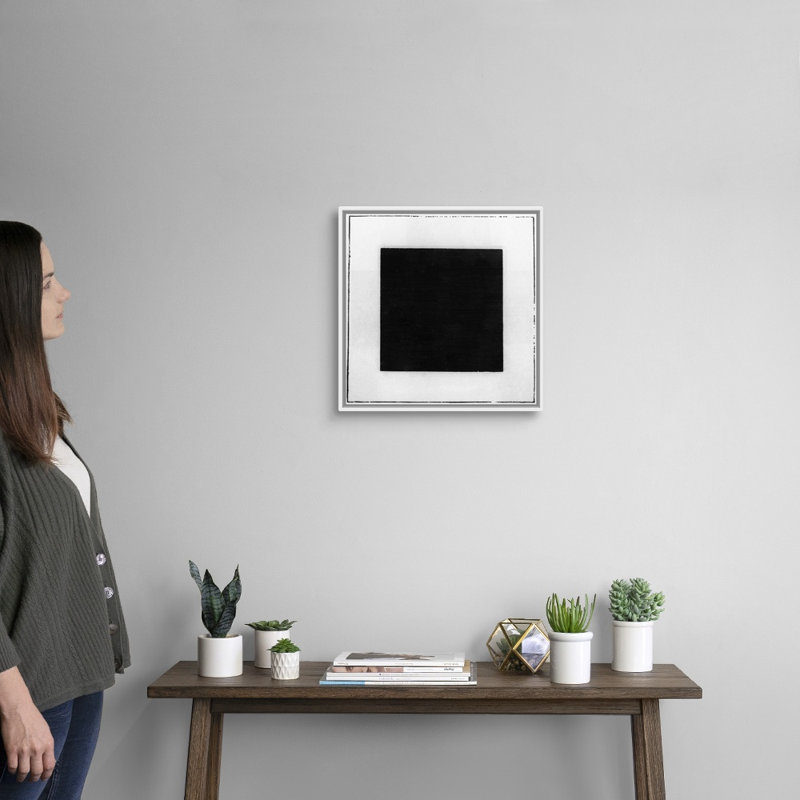Reproduction sur toile flottante carrée noire de Kazevin Séverinovitch Malevitch, H 18 po x l 18 po x P 1,75 po, Cadre blanc