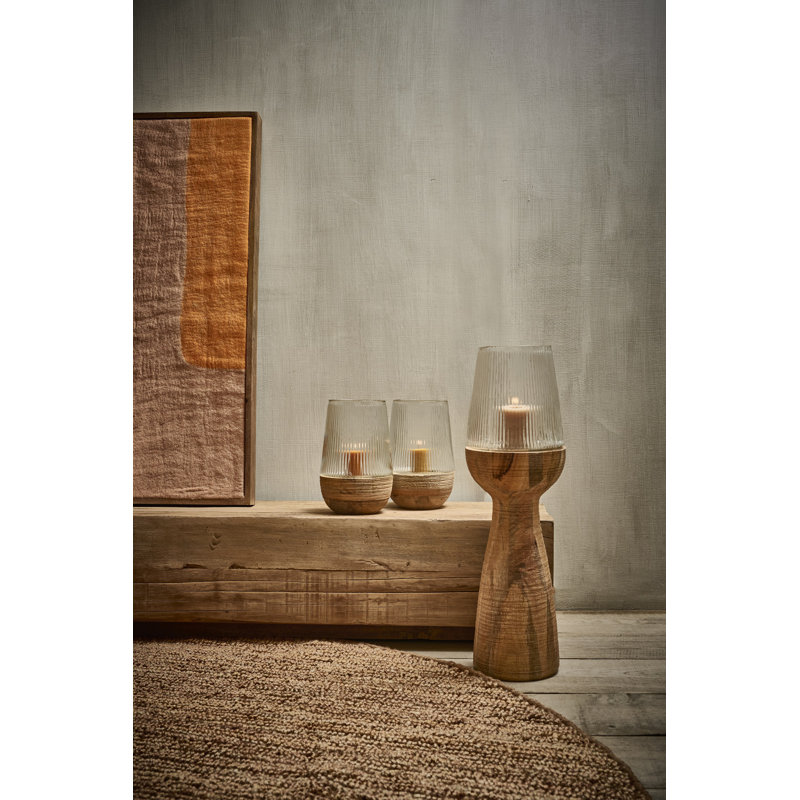 Arbre Dark Brown Hurricane/Vase Mango Wood, Natural, 28" H x 8.66" W x 8.66" D