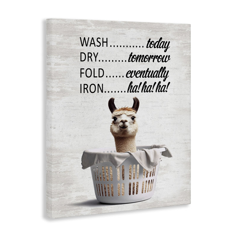 «Funny Laundry Timing Canvas», conception par Lettrage et doublure, H 30 po x l 24 po