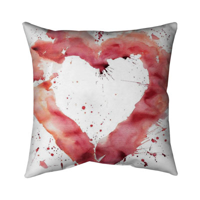 Watercolor Abstract Heart - Double Sided Print Indoor Pillow - 16X16
