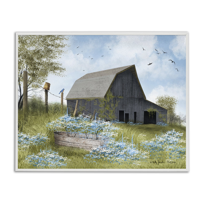  «Blue Floral Country Garden», art de la giclée encadrée par Billy Jacobs, H 11 po x l 14 po
