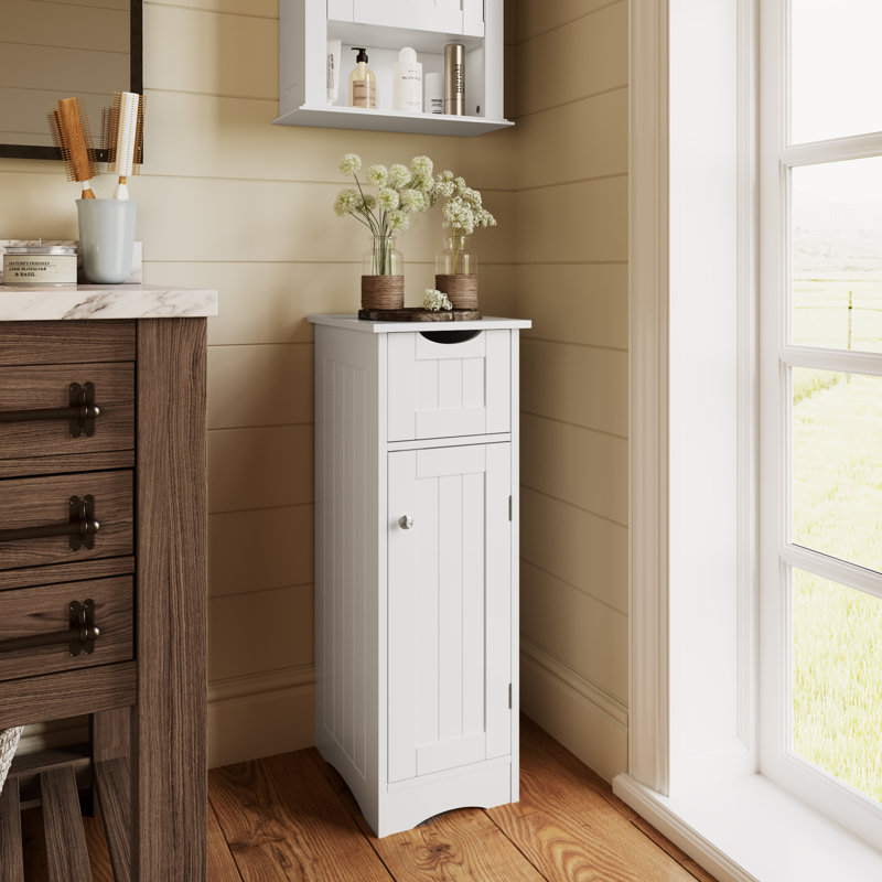 Armoire de rangement pour salle de bain et buanderie étroite avec tiroir et tablettes réglables RiverRidge Ashland