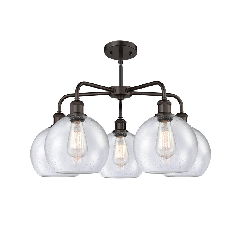 Lustre sphérique à 5 lumières en acier à intensité variable Ellington, Bronze huilé, H 16 po x l 26 po x P 26 po