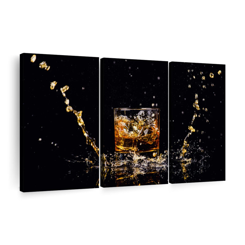 " Whiskey Splash " 3 - Pieces, 24" H x 38" W x 1.25" D