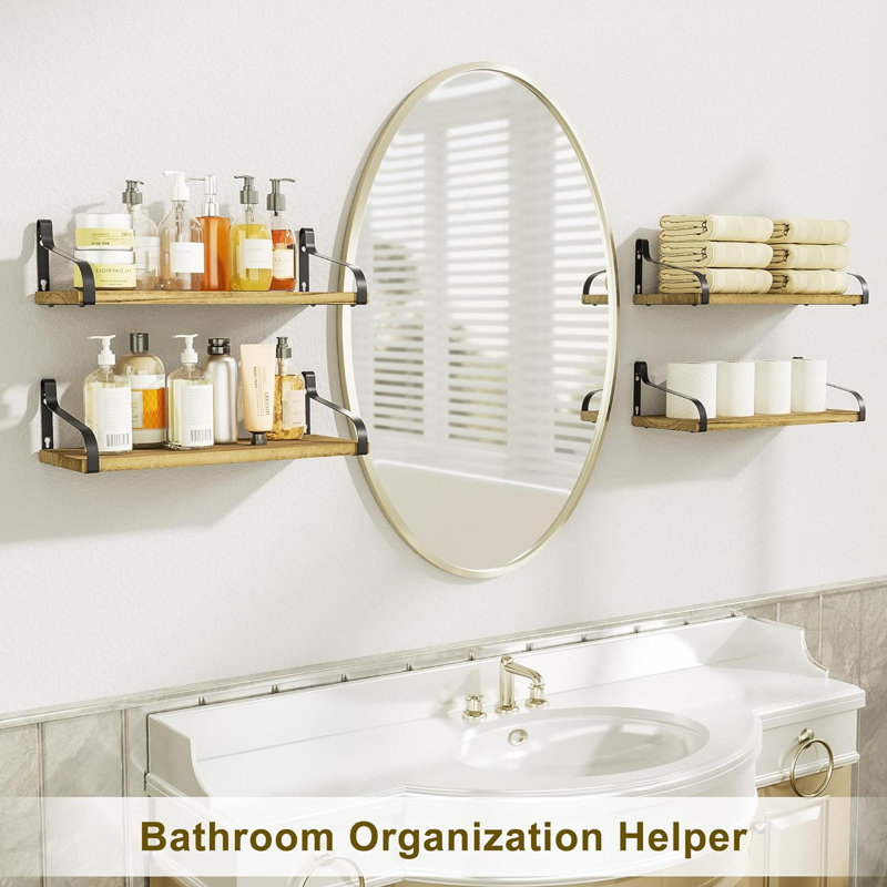 Yenesis 4 Piece Bracket Shelf, Natural/Black