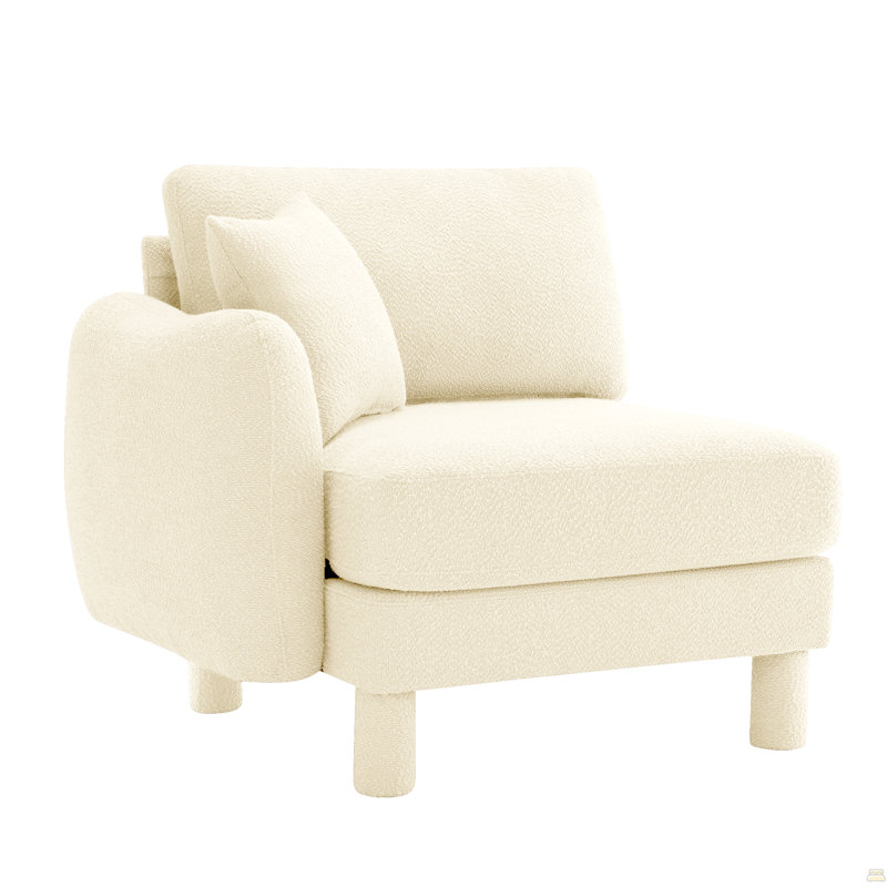 Canapé LSF avec coussin en polyester, Beige Boucle