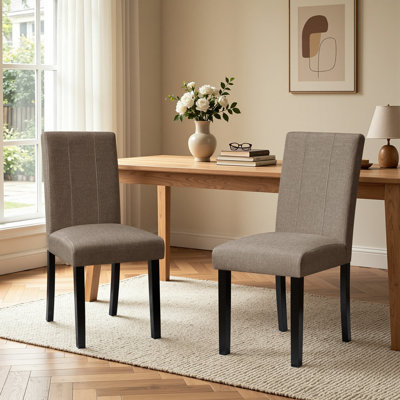 Upholstered Parsons Dining Chairs (Set of 2) – Fabric Seat with Solid Wood Legs, Modern Kitchen Side Chairs