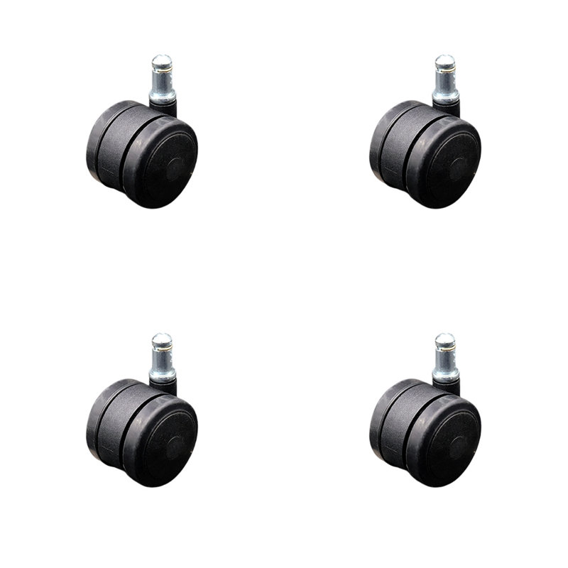 Ensemble de 4 roulettes pour chaise de bureau 2 pouces, Noir