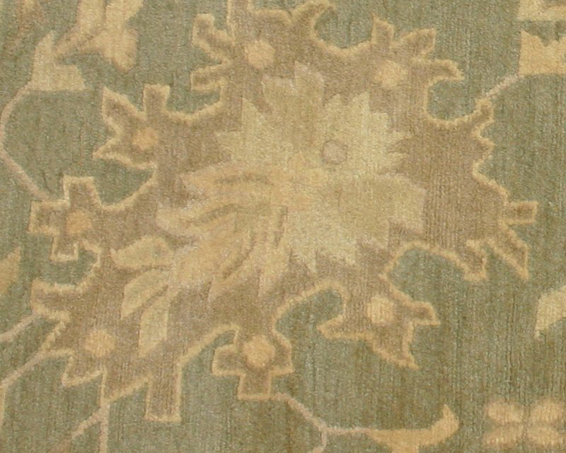 Afshan Wool Oriental Area Rug in Greens/Taupes, Rectangle 8' x 10'