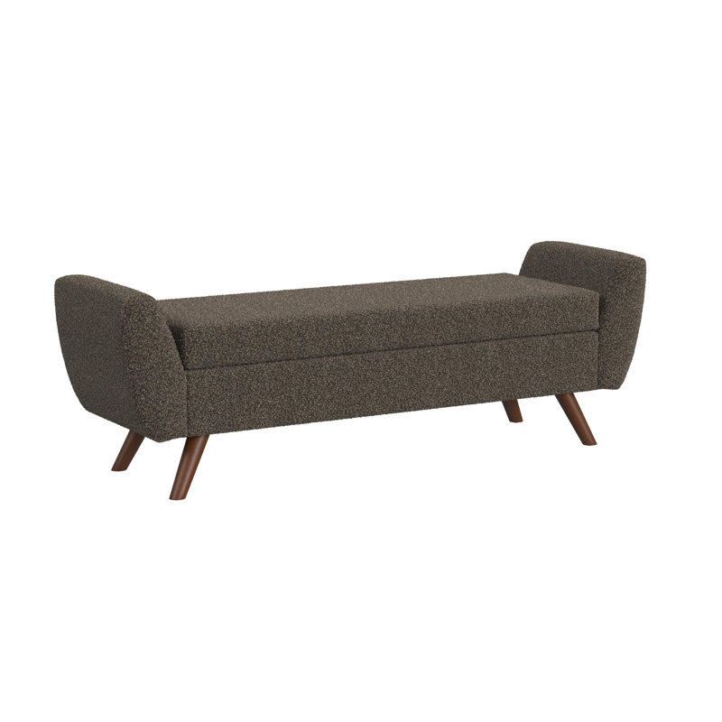 Amsi Upholstered Storage Bench, Dark Brown Boule