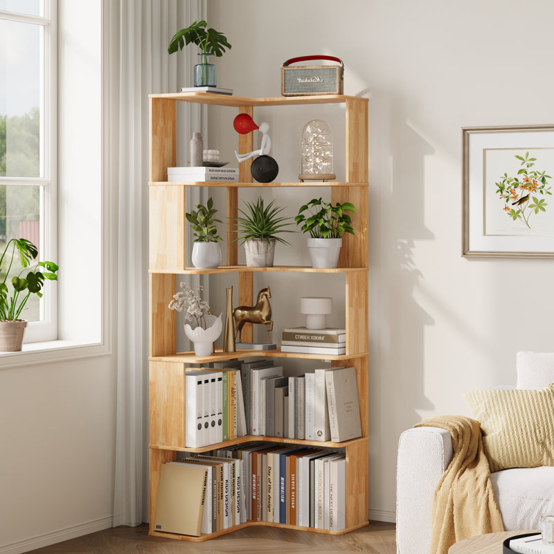 57.9cm W Corner Bookcase, (5 Shelves) 160cm H x 57.9cm W x 57.9cm D