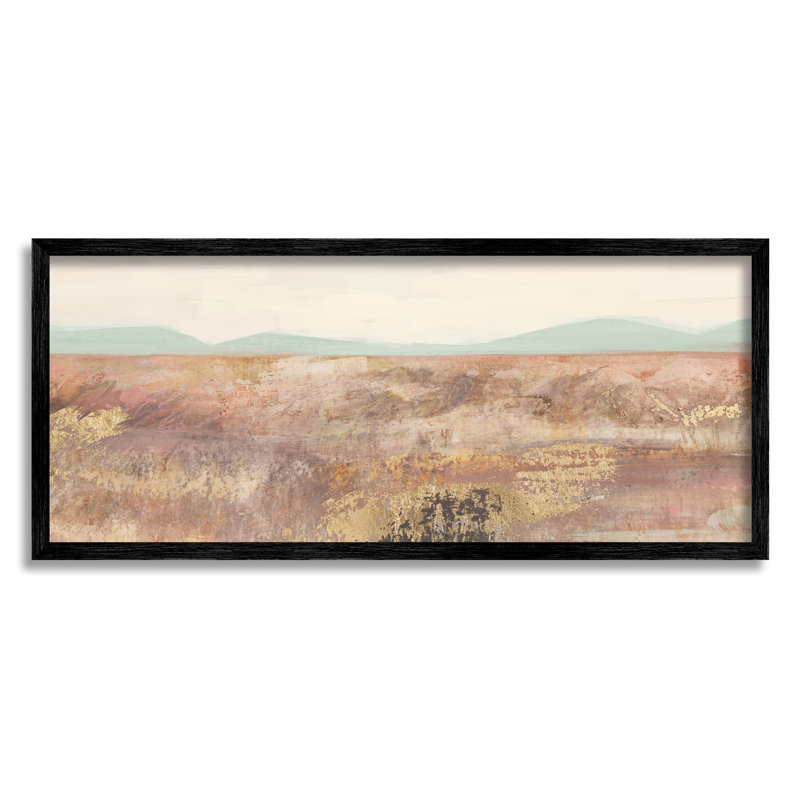 «Abstract Neutral Prairie Landscape» par Nina Blue - peinture à cadre flottant sur bois, H 10 po x l 24 po x P 1,5 po