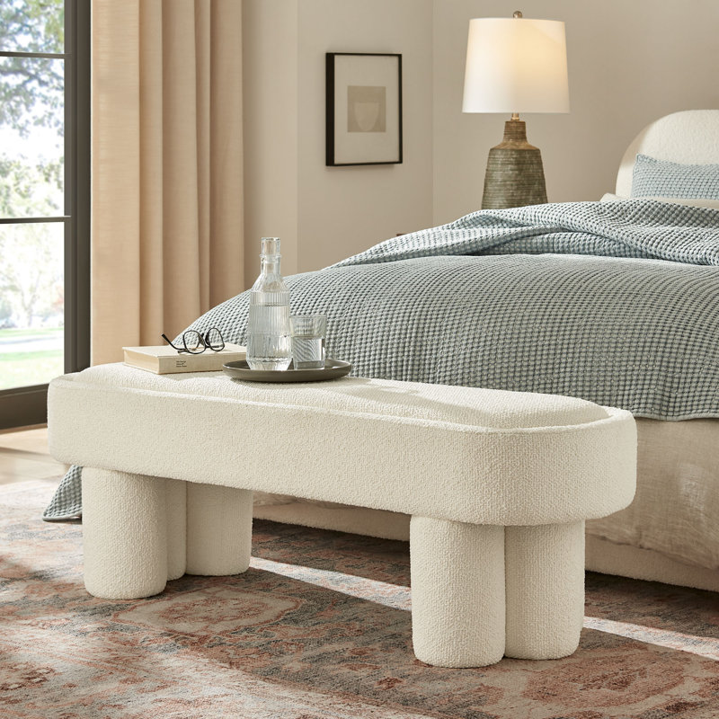 Banc ovale en tissu 52 po Mossi, Crème