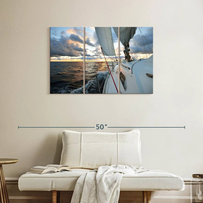 Senne naviguant en pleine mer, H 24 po x l 38 po