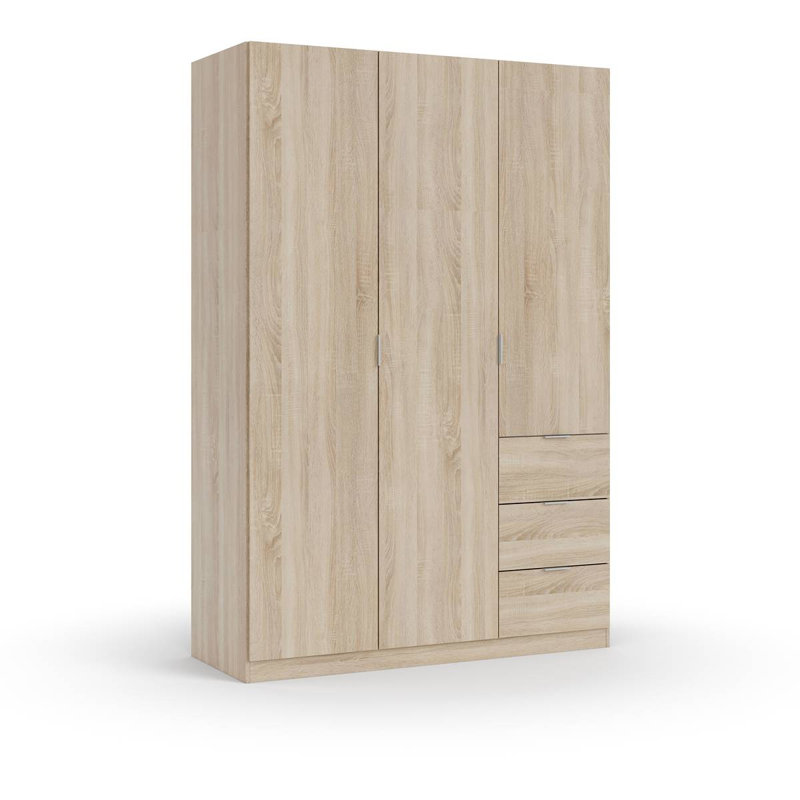 Casina 3 Door Manufactured Wood Wardrobe, Brown