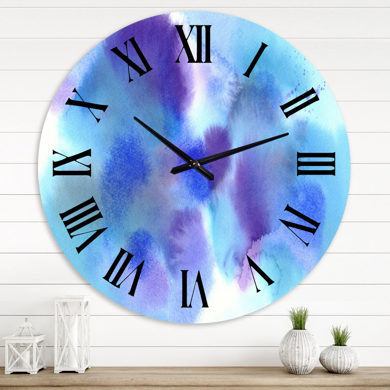 Bleu et violet Cloudscape - horloge murale moderne, Médium