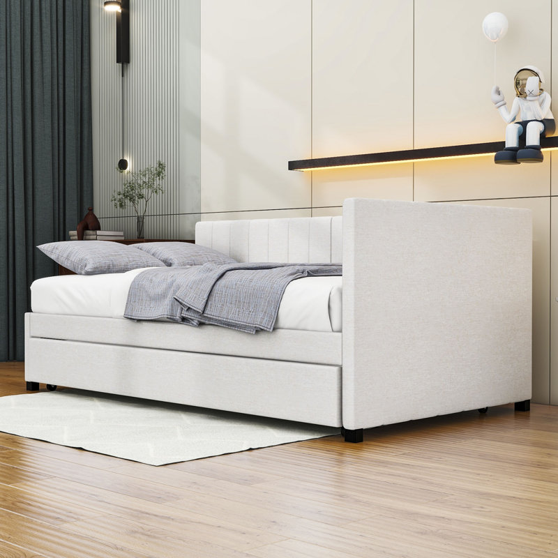 Jayonni Twin Daybed with Trundle, Beige