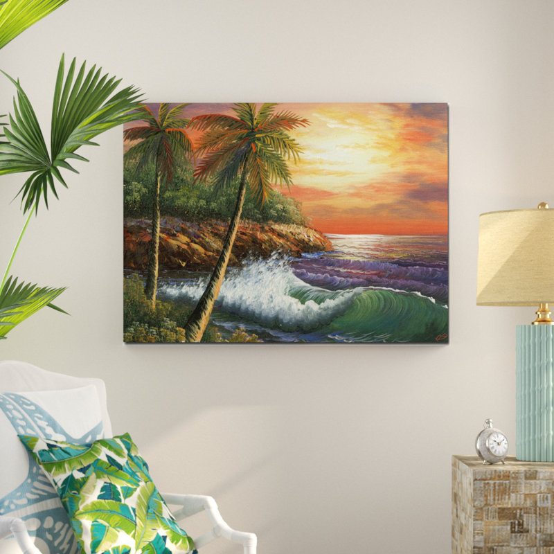 « maui coucher de soleil », reproduction d’art sur toile, H 35 po x l 47 po x P 2 po