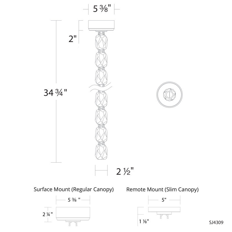 Seduction LED Pendant, 33.6" H x 2.63" W x 2.63" D, Polished Nickel, Slim