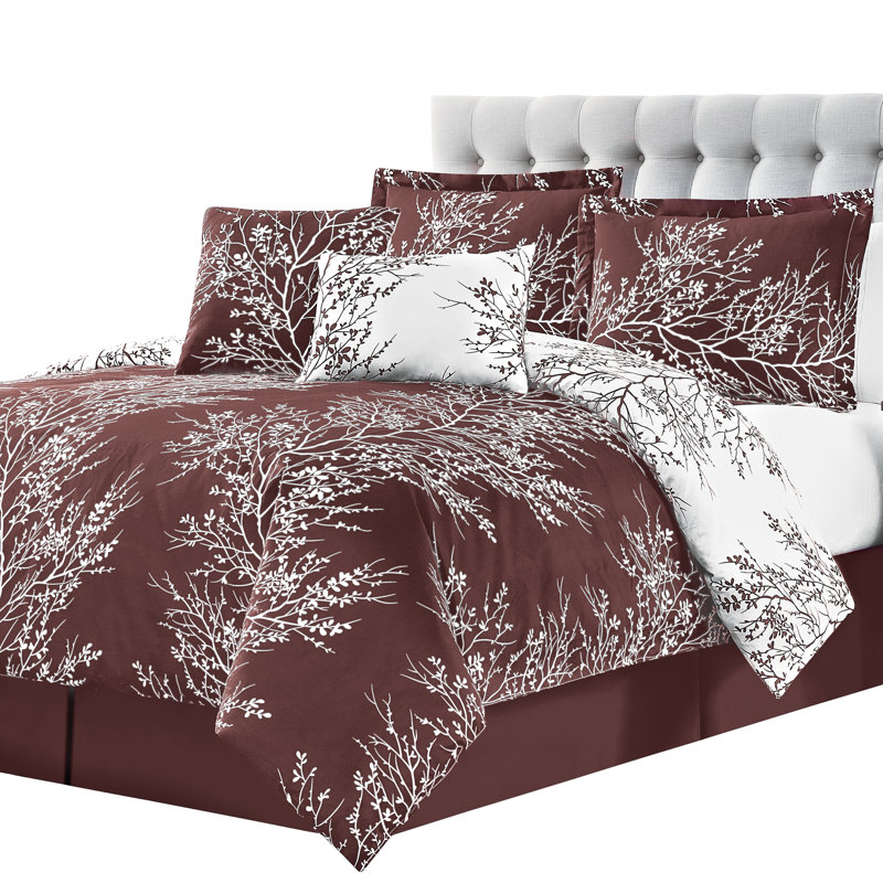 Polyester Abstract Comforter, Brown, Full Comforter + 2 Full Shams