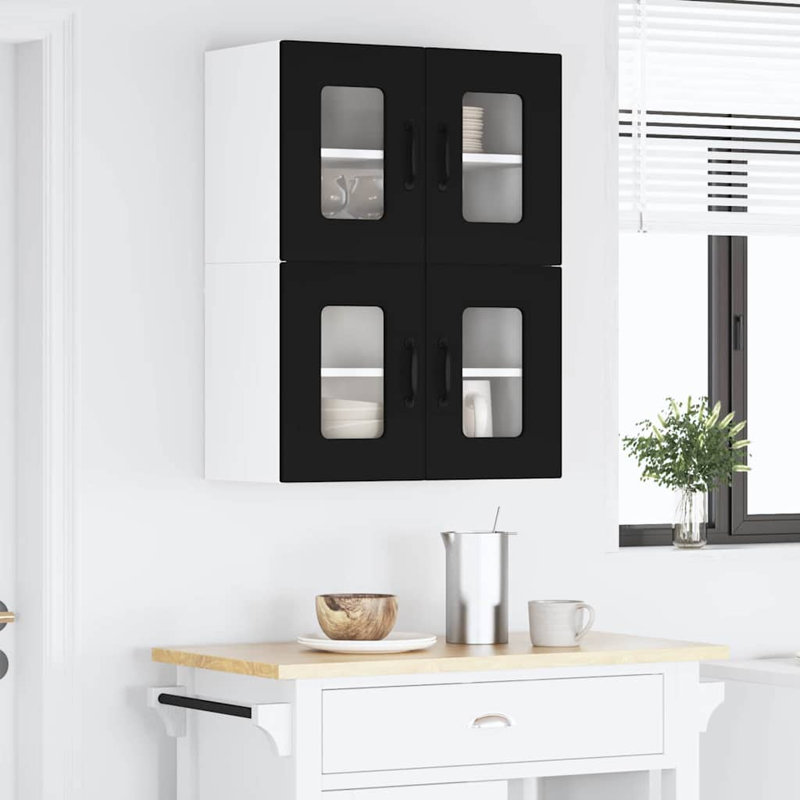 Vidaxl Kitchen Wall Cabinet White 60 X 31 X 40 Cm Engineered Wood, Black