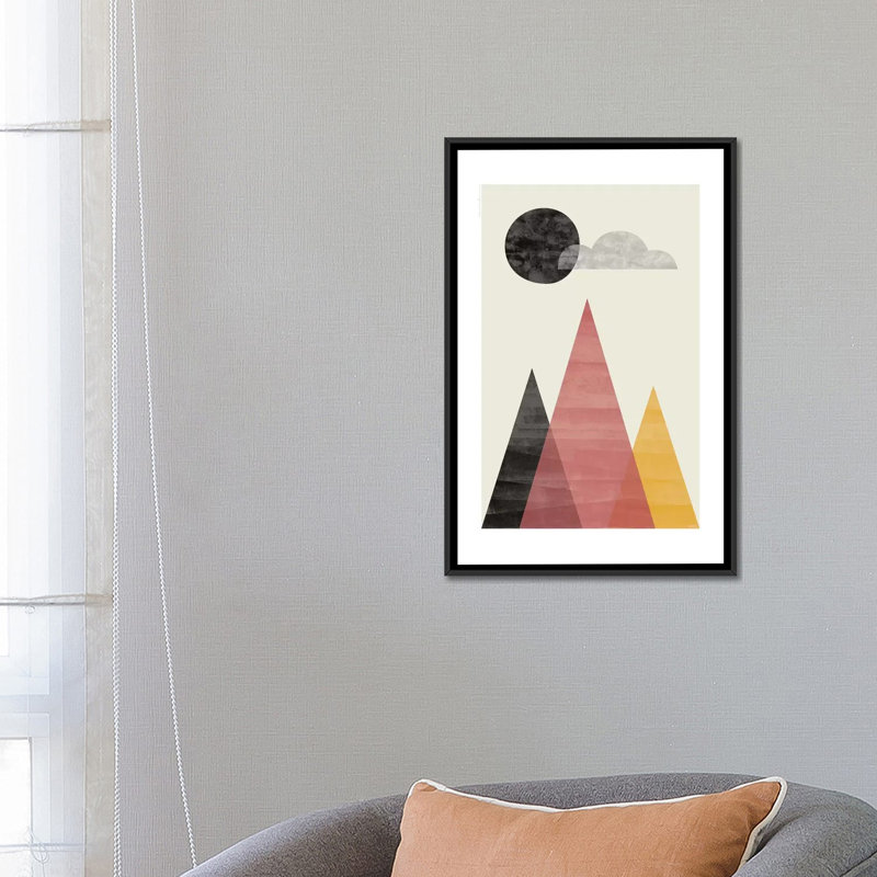 «Mountains II», impression sur toile, H 26 po x l 18 po x P 1,5 po, Toile encadrée noire, Pas de tapis