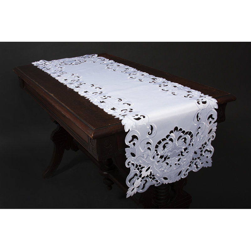 Anayeli Embroidered Cutwork Table Runner, 53" x 15", White