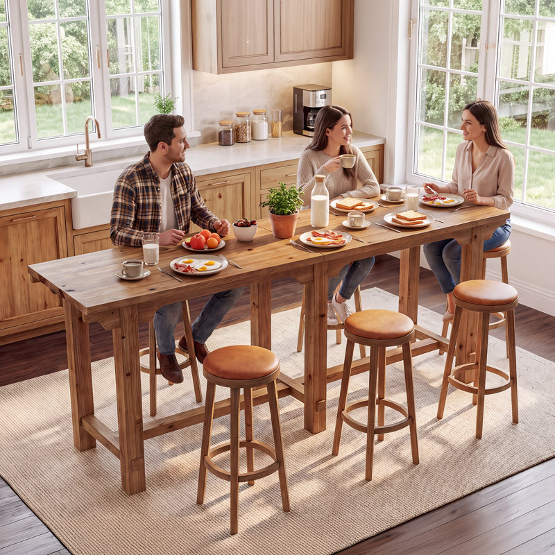 78.74" Extra Long Solid Wood Bar Table