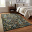 Tapis lavable à motif cachemire noir, bleu et vert 3 pi x 5 pi avec protection UV