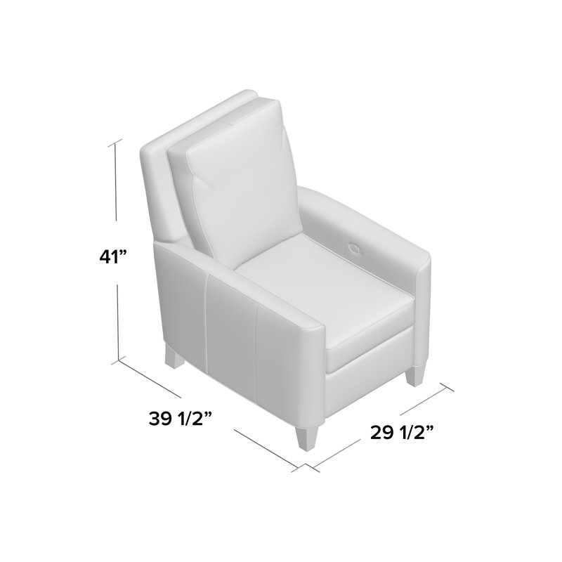 Yorba Leather Armchair, Aline Fumo Genuine Leather, Cobblestone, Push Back