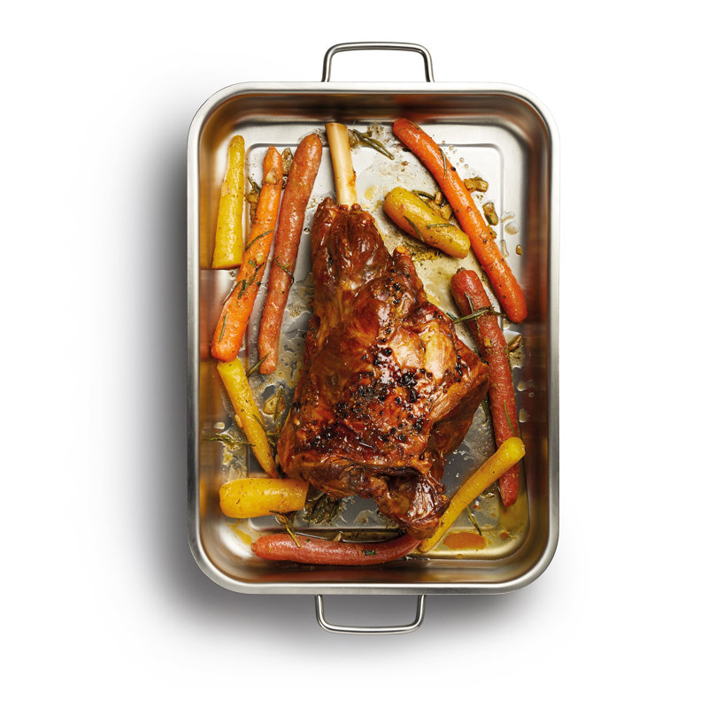 MasterClass Stainless Steel Heavy Duty Roasting Pan, 37cm x 27cm x 6.5cm